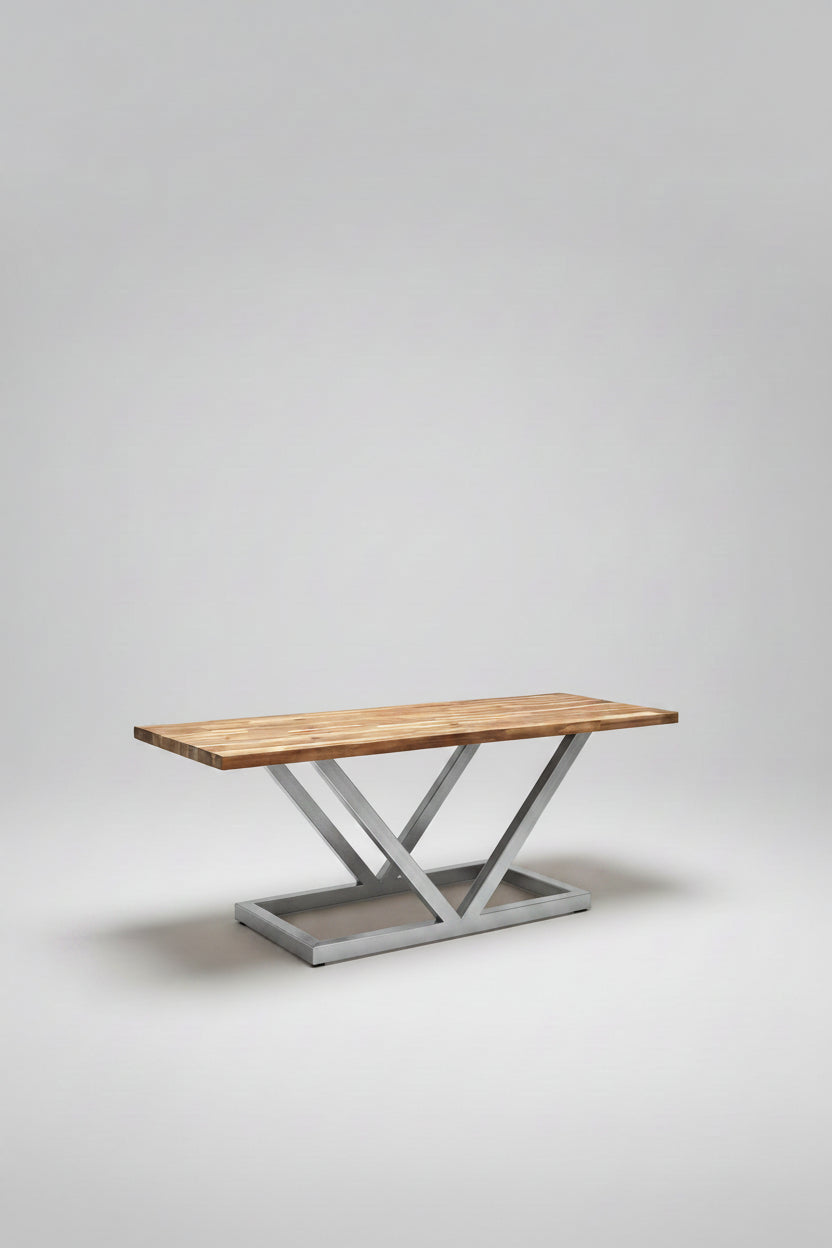 wood & steel table- 72" x 24"